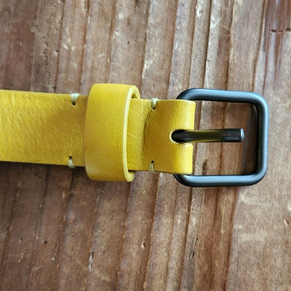 Jil Sander Genuine soft Leather saffron yellow studded belt Sz 80 Italy - Picture 8 of 10